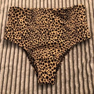 Leopard Print High Waisted Bikini Bottoms